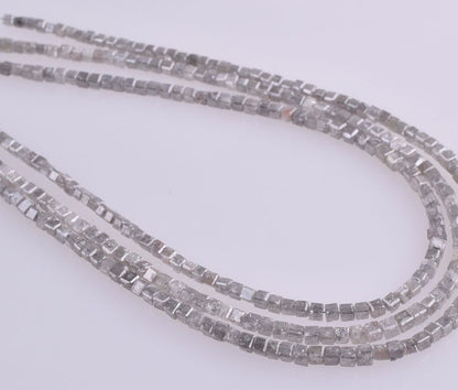 Natural White Gray Cube Shape Diamond Beads, 1.80-2.90 mm Conflict Free Polished Diamond Beads