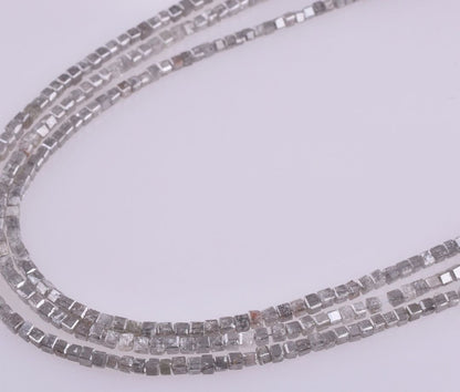 Natural White Gray Cube Shape Diamond Beads, 1.80-2.90 mm Conflict Free Polished Diamond Beads