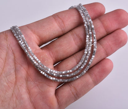 Natural White Gray Cube Shape Diamond Beads, 1.80-2.90 mm Conflict Free Polished Diamond Beads