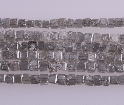 Natural White Gray Cube Shape Diamond Beads, 1.80-2.90 mm Conflict Free Polished Diamond Beads