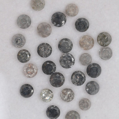 Natural Salt and Pepper Round  4.7- 5.3 MM Diamond