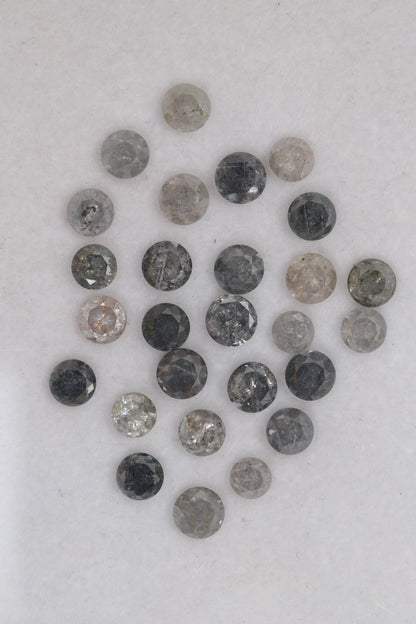 Natural Salt and Pepper Round  4.7- 5.3 MM Diamond