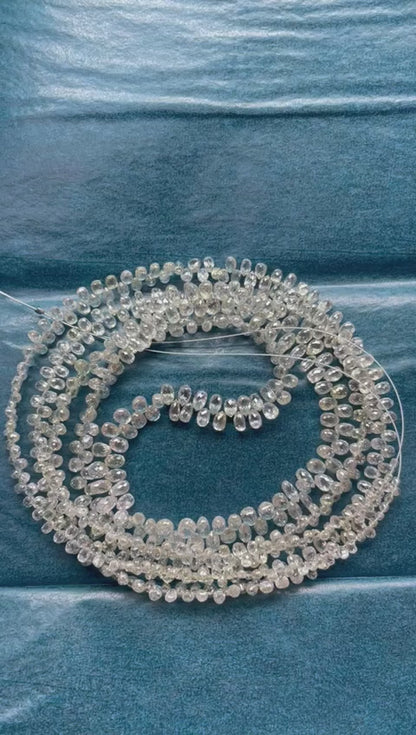 Rare Clear White Diamond Briolette Beads, Clear White diamond faceted Teardrop Beads,