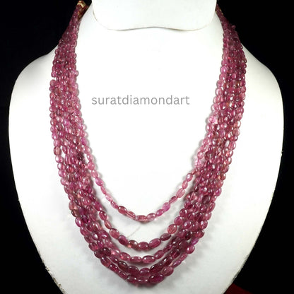 Natural Pink Tourmaline 3x5 to 7x10 mm Smooth Oval Shape Beads Gemstone For Making Jewelry 16 Inch Strands AAA+ - suratdiamondart