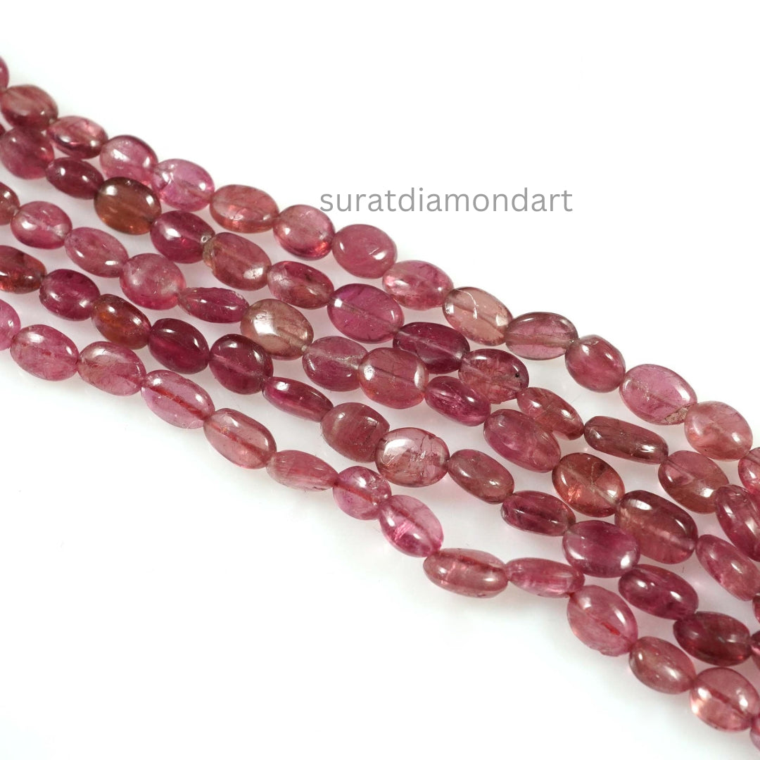 Natural Pink Tourmaline 3x5 to 7x10 mm Smooth Oval Shape Beads Gemstone For Making Jewelry 16 Inch Strands AAA+ - suratdiamondart