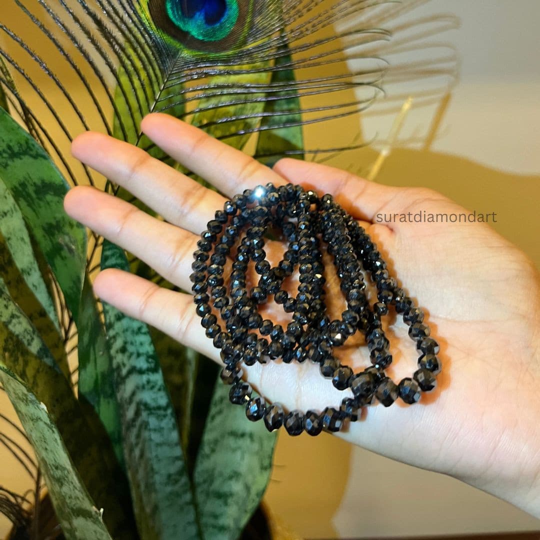 204.90 Carat Natural Black Diamond Polish Faceted Beads, 4-6 MM Diamond Necklace, 14-Inch Strand AAA+ - suratdiamondart