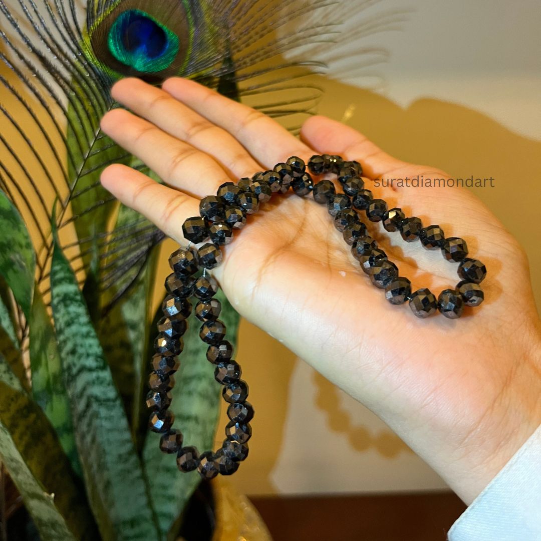 204.90 Carat Natural Black Diamond Polish Faceted Beads, 4-6 MM Diamond Necklace, 14-Inch Strand AAA+ - suratdiamondart