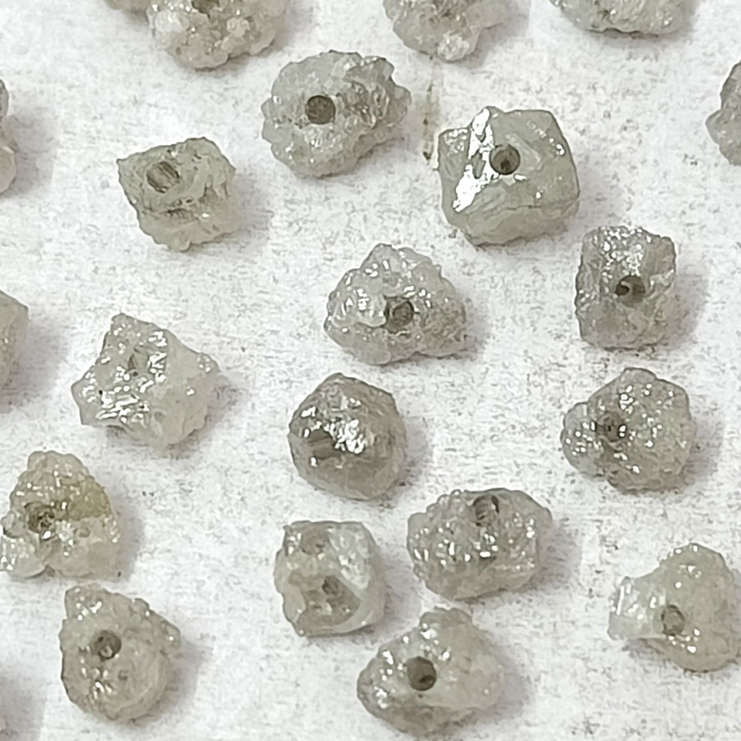 Natural Row White Gray Uncut Half Drilled 5- 6 mm Loose Diamond for jewelry making ,Drill Size Half Drilled (1 MM)