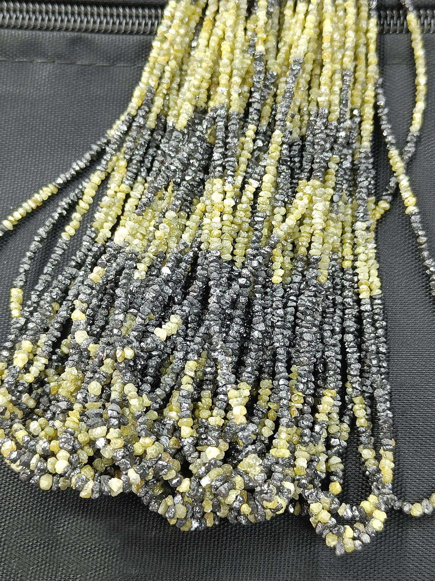 Natural Black Yellow Diamond Uncut Raw Beads, 1.90-2.80 MM Diamond Necklace, 16-Inch Strand AAA+| Uncut Diamond Beads