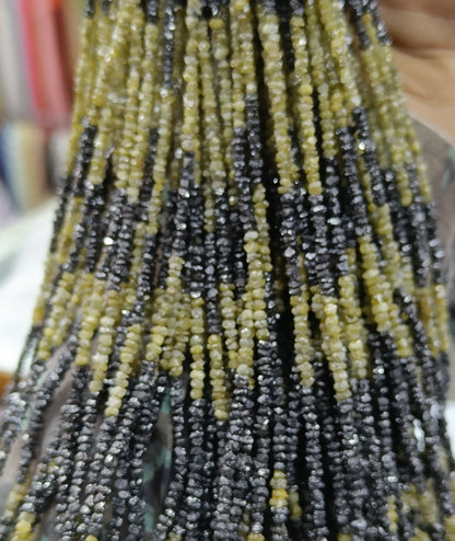 Natural Black Yellow Diamond Uncut Raw Beads, 1.90-2.80 MM Diamond Necklace, 16-Inch Strand AAA+| Uncut Diamond Beads