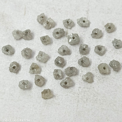 Natural Row White Gray Uncut Half Drilled 5- 6 mm Loose Diamond for jewelry making ,Drill Size Half Drilled (1 MM)