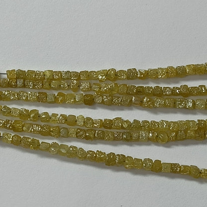 Raw Diamond Beads, Rough Diamond, Natural Yellow Box Shape Diamond Beads, Conflict Free Diamond, Cube Diamond, 2 Inch Strand