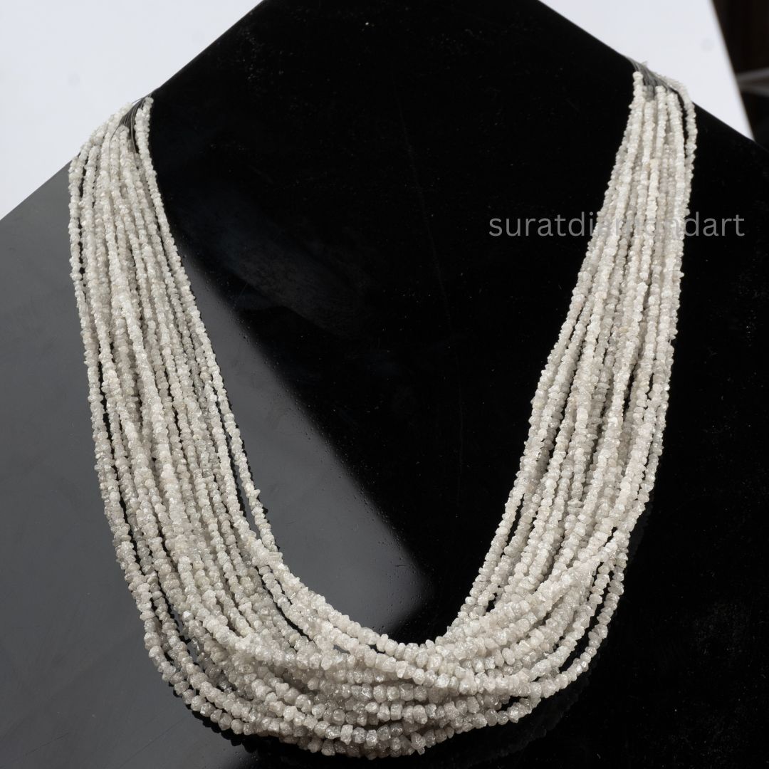 White Diamond Raw Uncut Beads | White buy Raw Diamond Necklace | 2-2.5 MM Uncut Beads | 14 Inches Strand | AAA Quality Diamond uncut