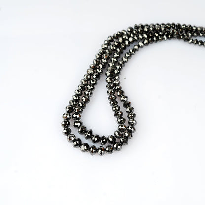 100 Caret Natural Black Diamond Polish Faceted Beads, 4-6 mm MM Diamond 2 Line Necklace, 14-Inch Strand AAA+ - suratdiamondart