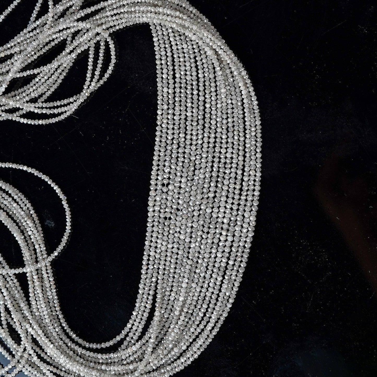 Natural White Diamond Polish Faceted Round Shape Beads, 1.80-2.50 MM Diamond Necklace, 14-Inch Strand AAA+ - suratdiamondart