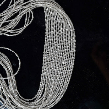 Natural White Diamond Polish Faceted Round Shape Beads, 1.80-2.50 MM Diamond Necklace, 14-Inch Strand AAA+ - suratdiamondart