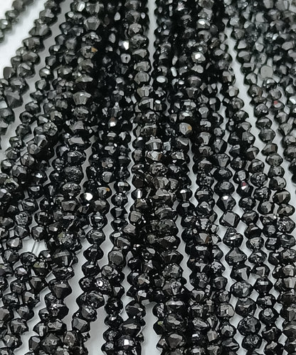 Natural Black Round Shape Diamond Beads, 2.00-3.20 mm Rondelle Diamond Beads