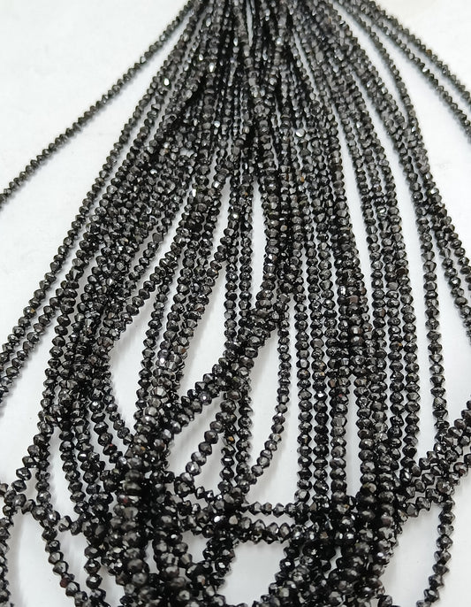 Natural Black Round Shape Diamond Beads, 2.00-3.20 mm Rondelle Diamond Beads