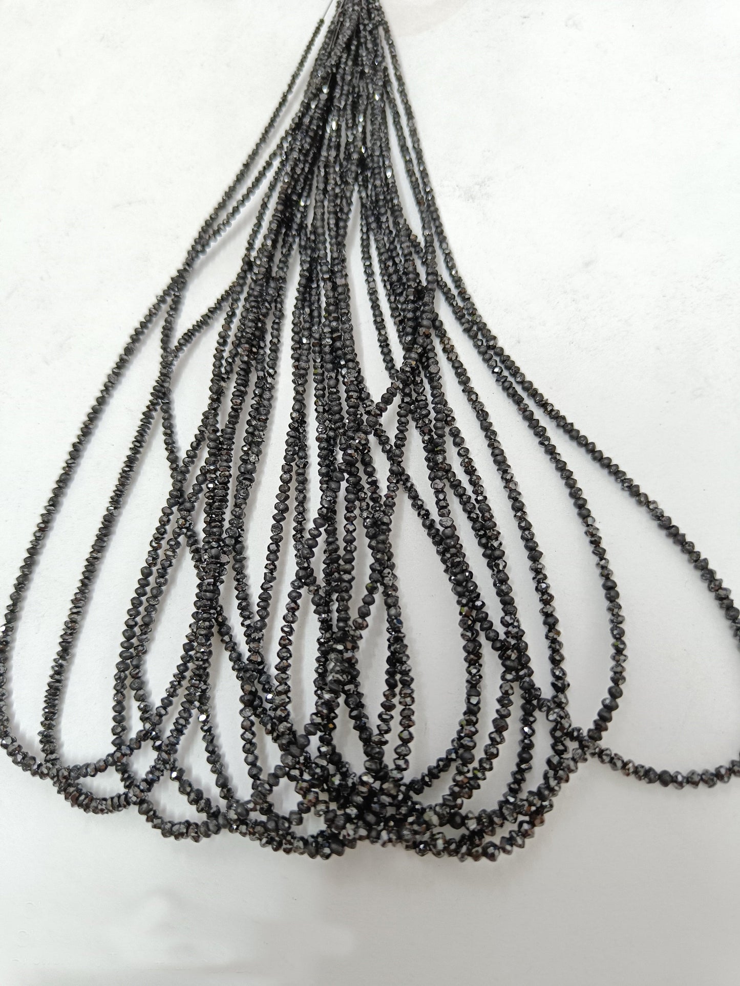 Natural Black Diamond Beads, 2.00-3.20 mm Rondelle Diamond Beads