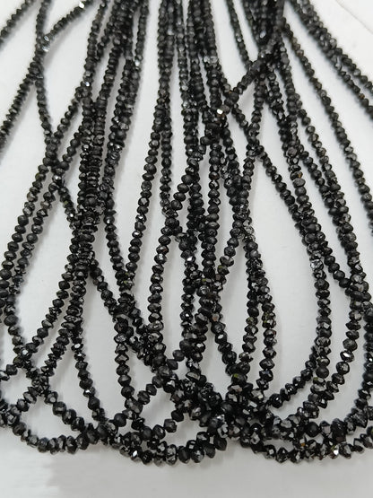 Natural Black Diamond Beads, 2.00-3.20 mm Rondelle Diamond Beads