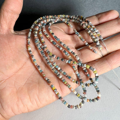 Natural Multi Diamond Uncut Raw Beads, 3.00-4.10 MM Diamond Necklace, 16-Inch Strand AAA+| Uncut Diamond Beads - suratdiamondart