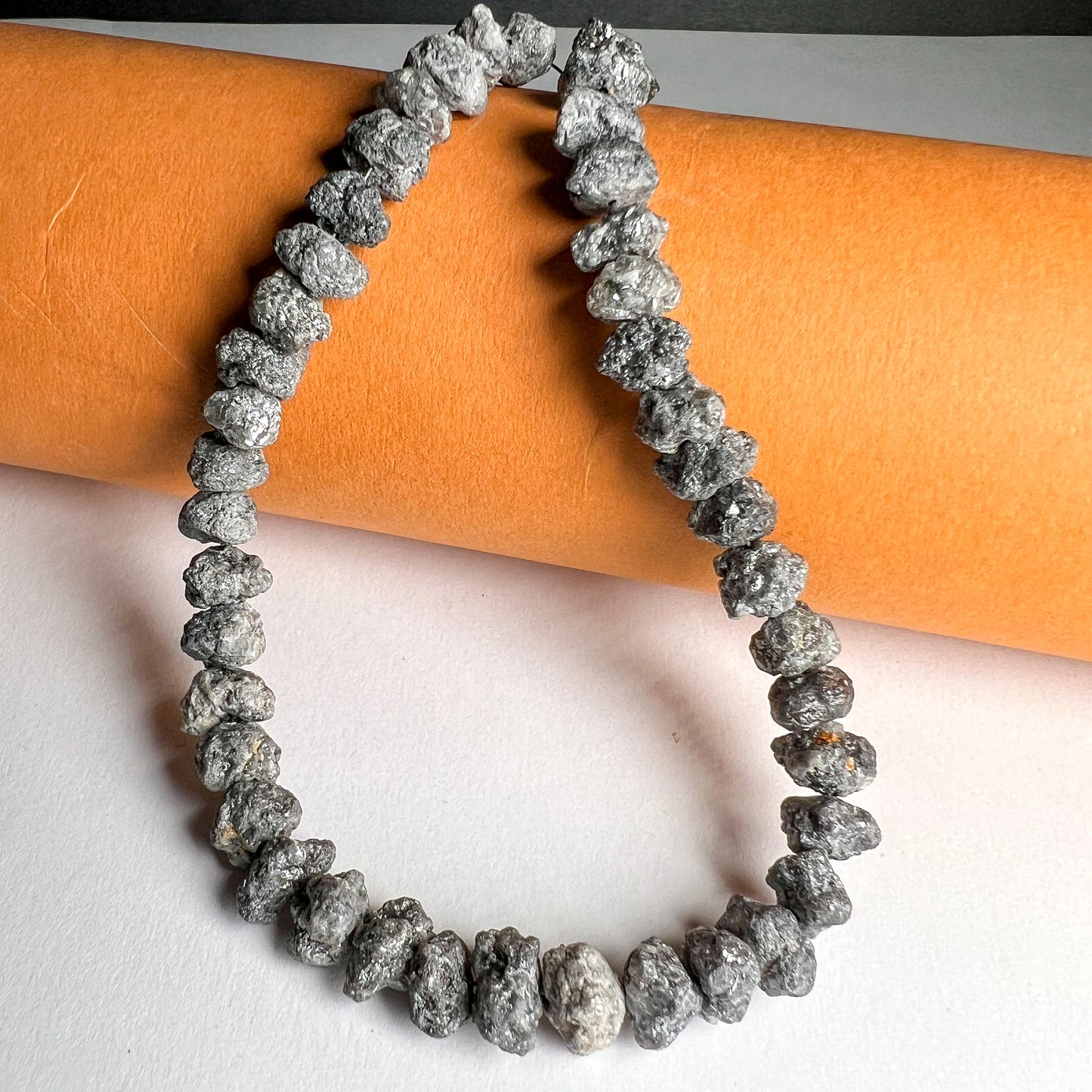 Natural Gray Diamond Uncut Raw Beads, 6.10-8.00 MM Diamond Necklace, 4.5-5.00 Inch Strand AAA+| Uncut Diamond Beads - suratdiamondart