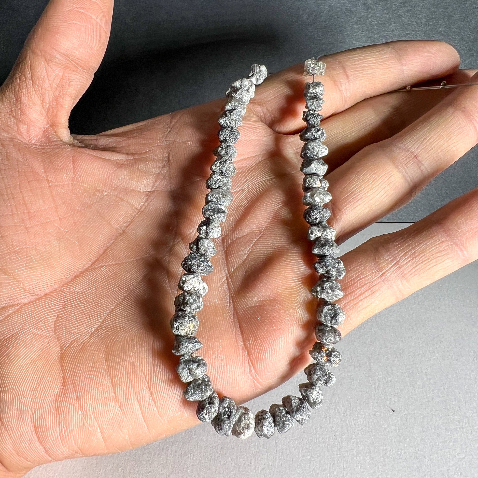 Natural Gray Diamond Uncut Raw Beads, 6.10-8.00 MM Diamond Necklace, 4.5-5.00 Inch Strand AAA+| Uncut Diamond Beads - suratdiamondart