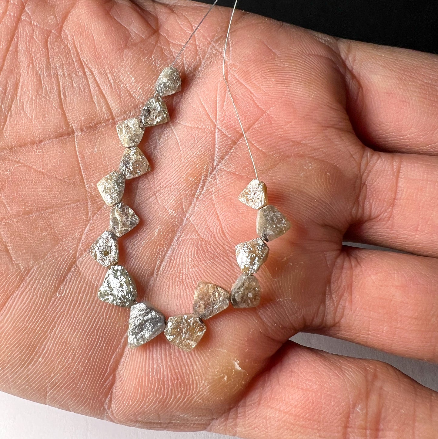 Natural Multi Diamond Uncut Raw Beads, 5.80 x 6.10-7.30 x 8.50 MM Diamond Necklace, 16 Inch Strand AAA+ - suratdiamondart