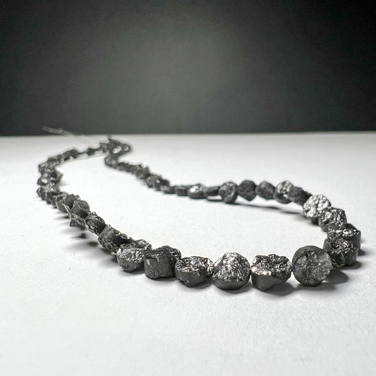 Natural Black Button Row Diamond, 4.00-5.50 MM Button Shape Loose Diamond Necklace, 16-Inch Strand AAA+