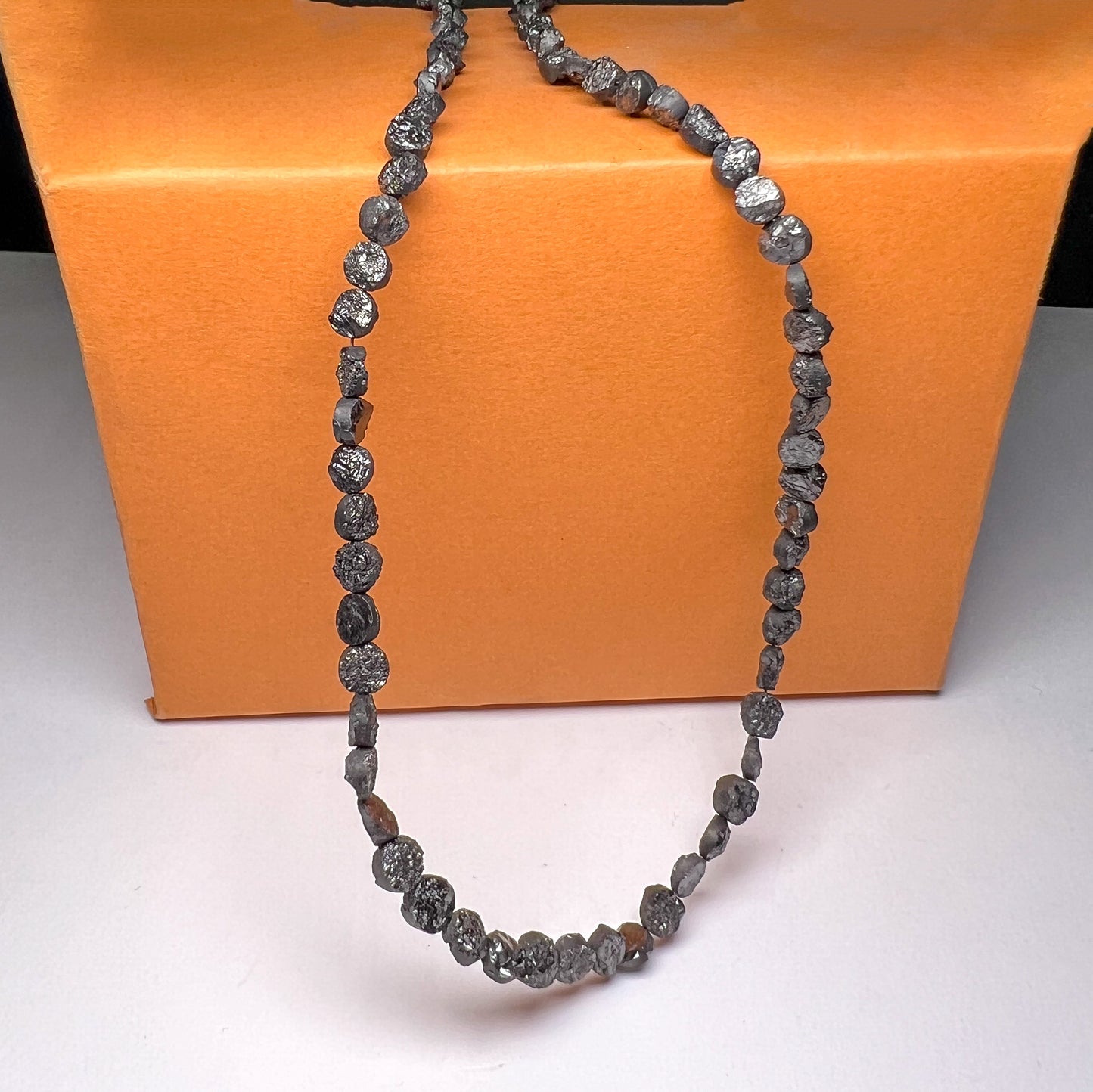 Natural Black Button Row Diamond, 4.00-5.50 MM Button Shape Loose Diamond Necklace, 16-Inch Strand AAA+