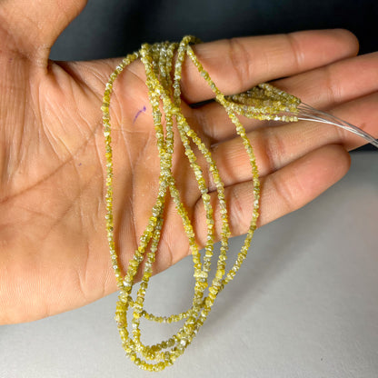 Natural Yellow Diamond Uncut Raw Beads, 2.00-2.80 MM Diamond Necklace, 16-Inch Strand| Uncut Diamond Beads - suratdiamondart