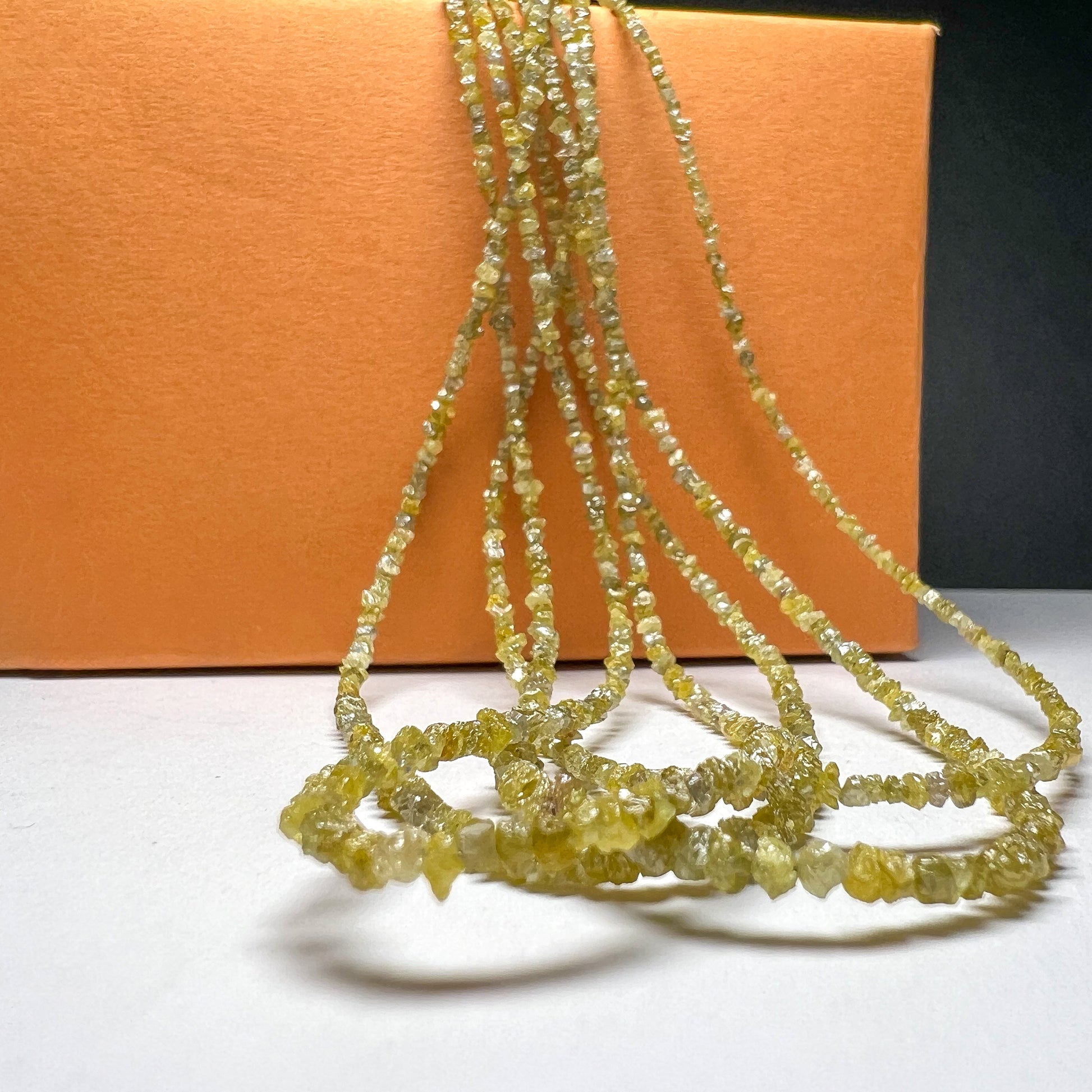 Natural Yellow Diamond Uncut Raw Beads, 2.00-2.80 MM Diamond Necklace, 16-Inch Strand| Uncut Diamond Beads - suratdiamondart