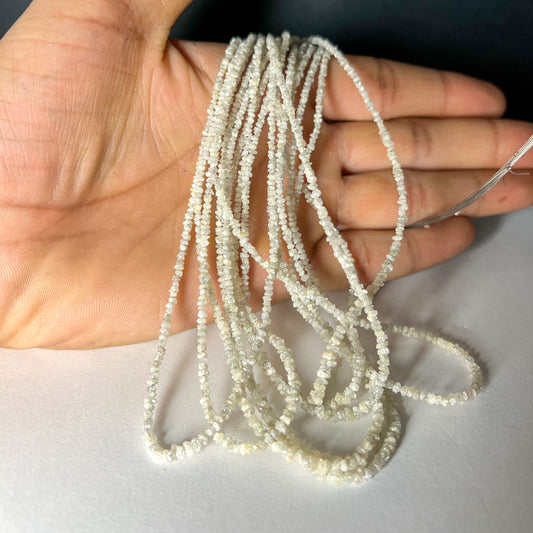 Natural White Diamond Uncut Raw Beads, 2.00-2.80 MM Diamond Necklace, 16-Inch Strand| Uncut Diamond Beads