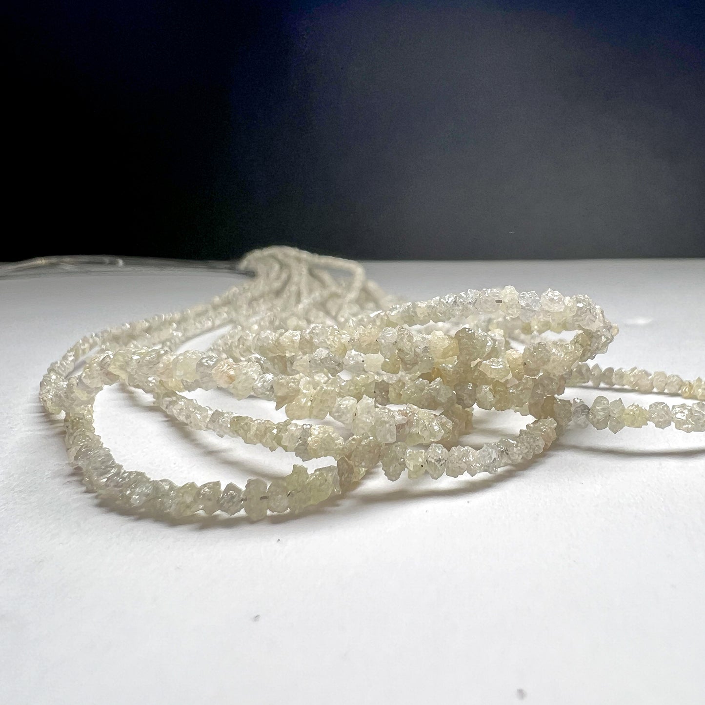 Natural White Diamond Uncut Raw Beads, 2.00-2.80 MM Diamond Necklace, 16-Inch Strand| Uncut Diamond Beads