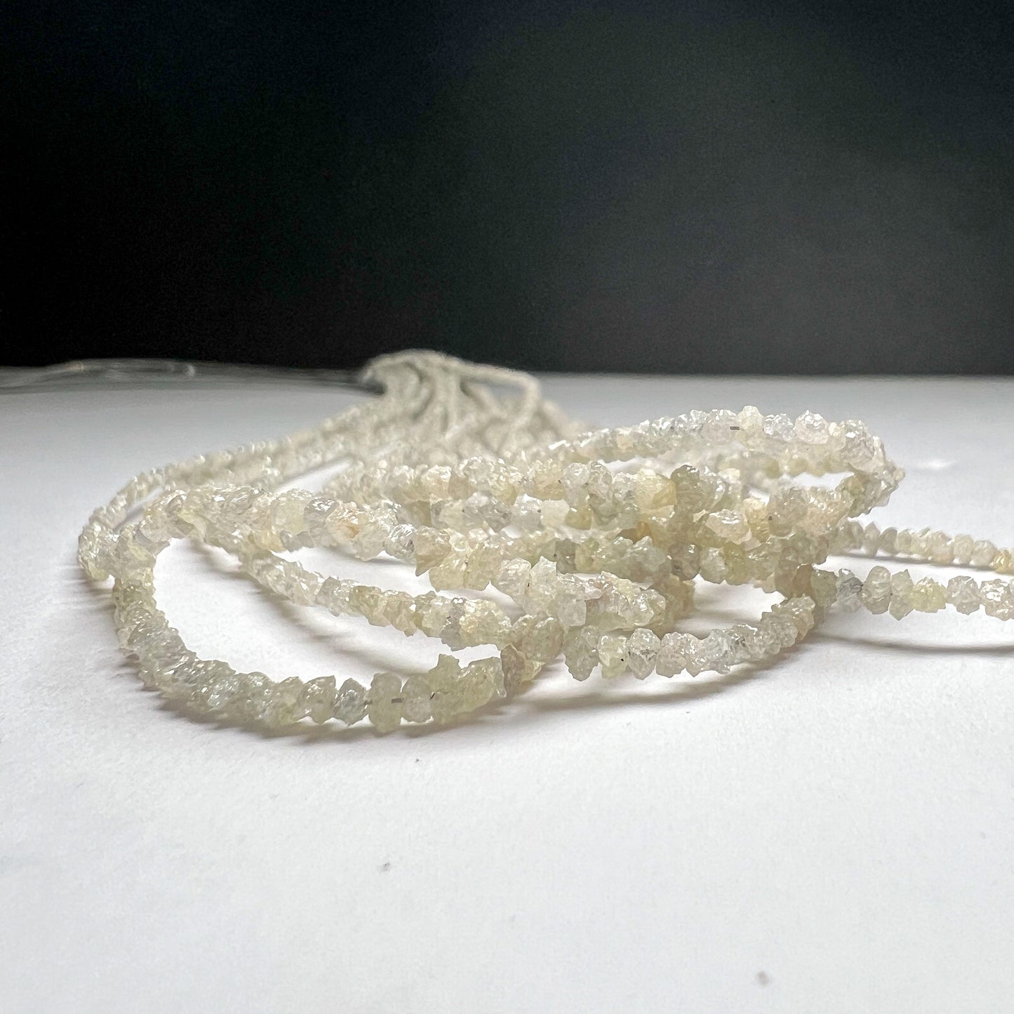 Natural White Diamond Uncut Raw Beads, 2.00-2.80 MM Diamond Necklace, 16-Inch Strand| Uncut Diamond Beads