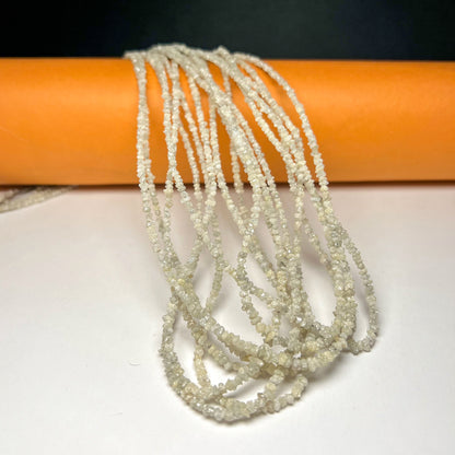 Natural White Diamond Uncut Raw Beads, 2.00-2.80 MM Diamond Necklace, 16-Inch Strand| Uncut Diamond Beads