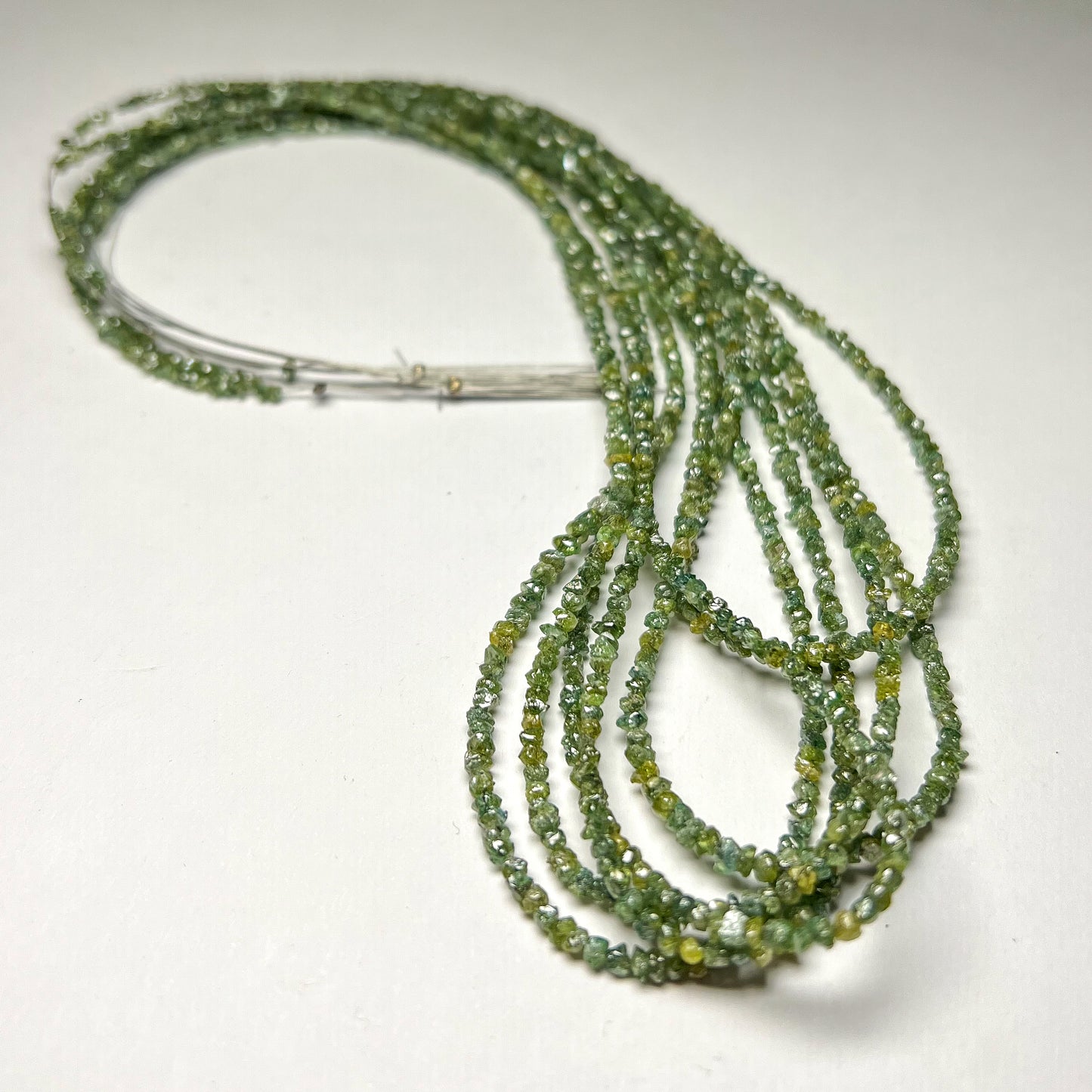 Natural Green Diamond Uncut Raw Beads, 2.00-2.80 MM Diamond Necklace, 16-Inch Strand| Uncut Diamond Beads