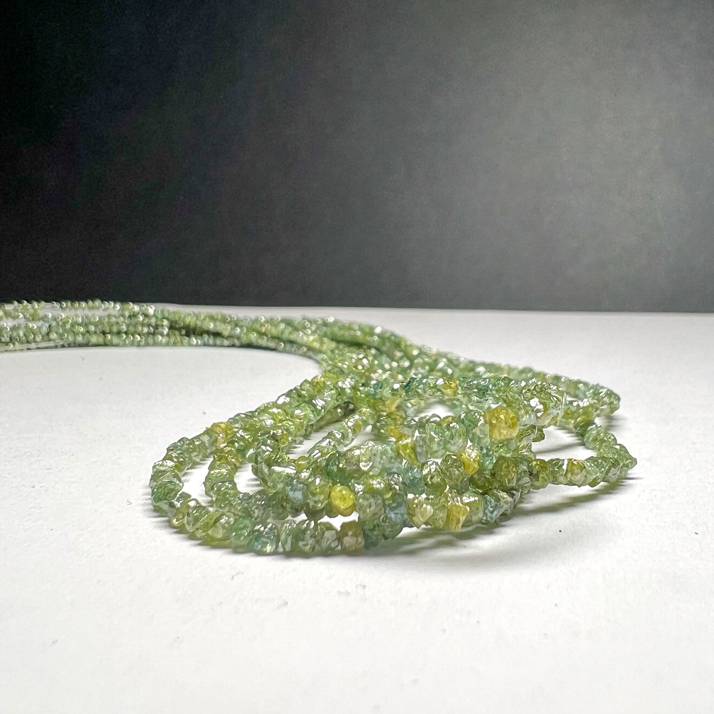 Natural Green Diamond Uncut Raw Beads, 2.00-2.80 MM Diamond Necklace, 16-Inch Strand| Uncut Diamond Beads