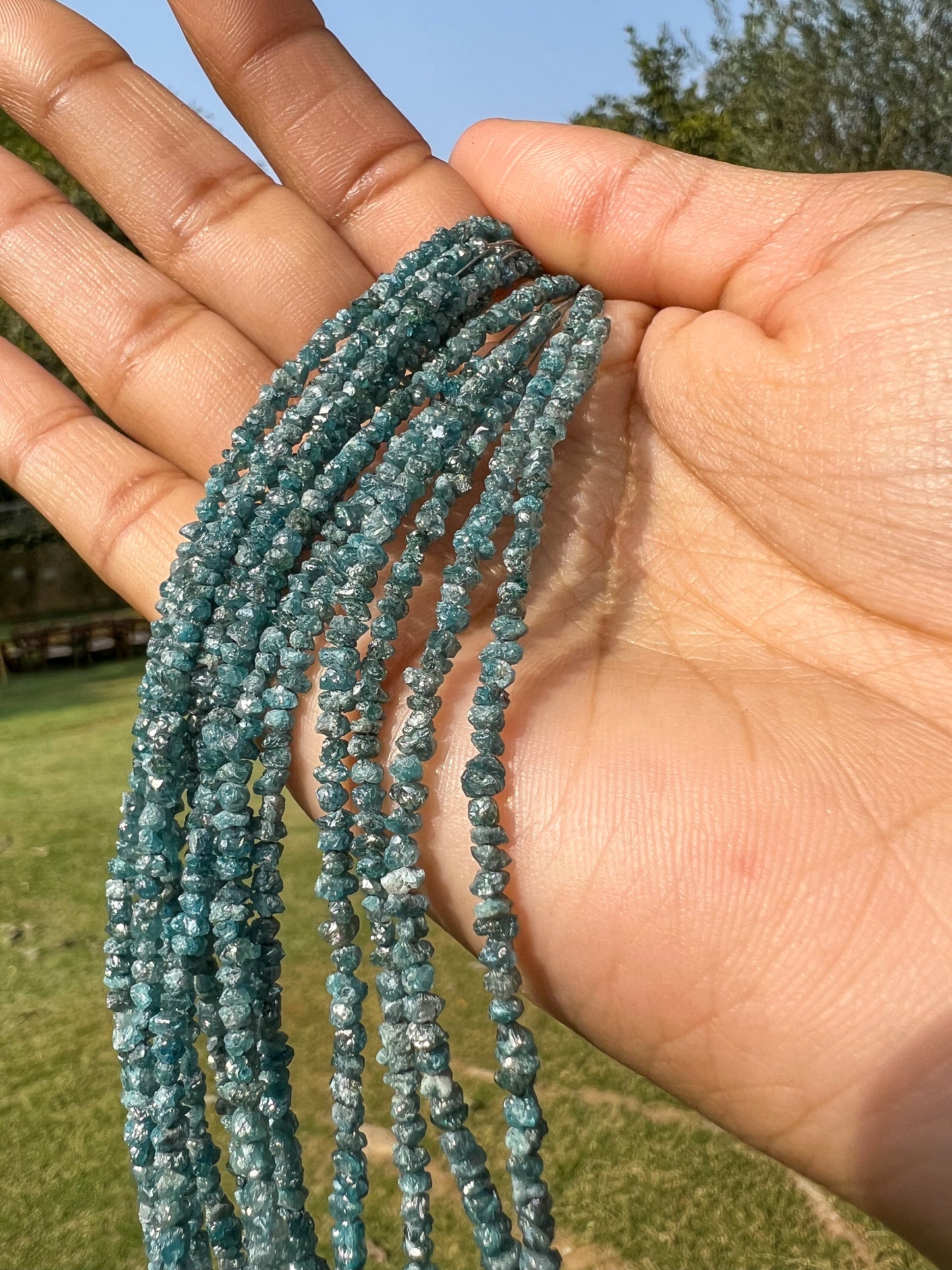 Natural Blue Diamond Uncut Raw Beads, 2.00-2.80 MM Diamond Necklace, 16-Inch Strand| Uncut Diamond Beads