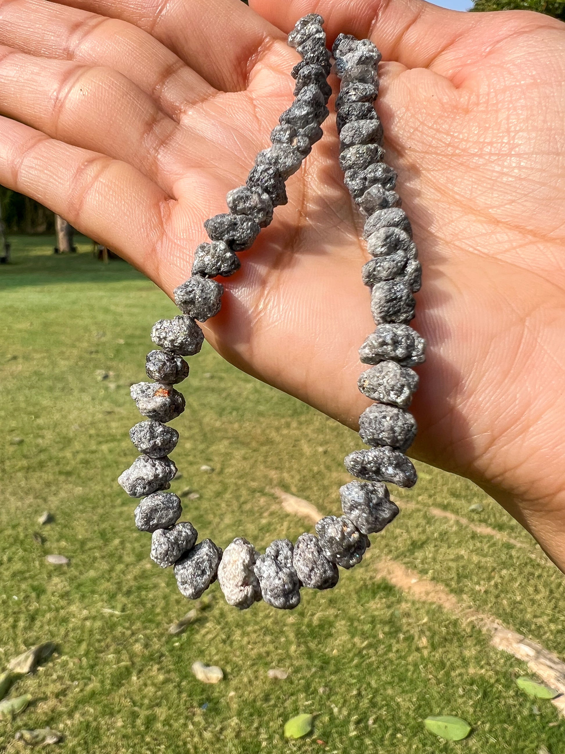 Natural Gray Diamond Uncut Raw Beads, 6.10-8.00 MM Diamond Necklace, 4.5-5.00 Inch Strand AAA+| Uncut Diamond Beads - suratdiamondart