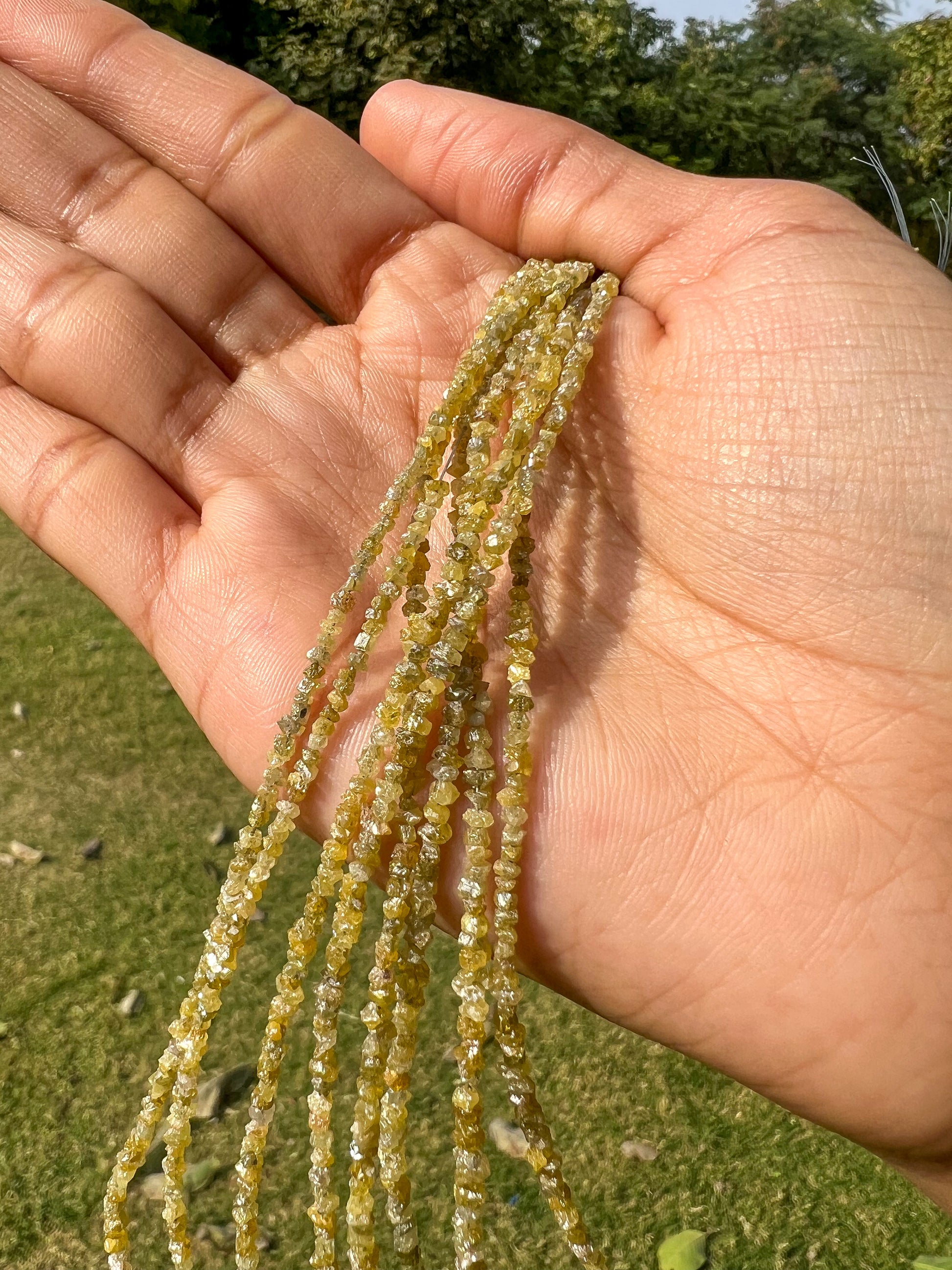 Natural Yellow Diamond Uncut Raw Beads, 2.00-2.80 MM Diamond Necklace, 16-Inch Strand| Uncut Diamond Beads - suratdiamondart