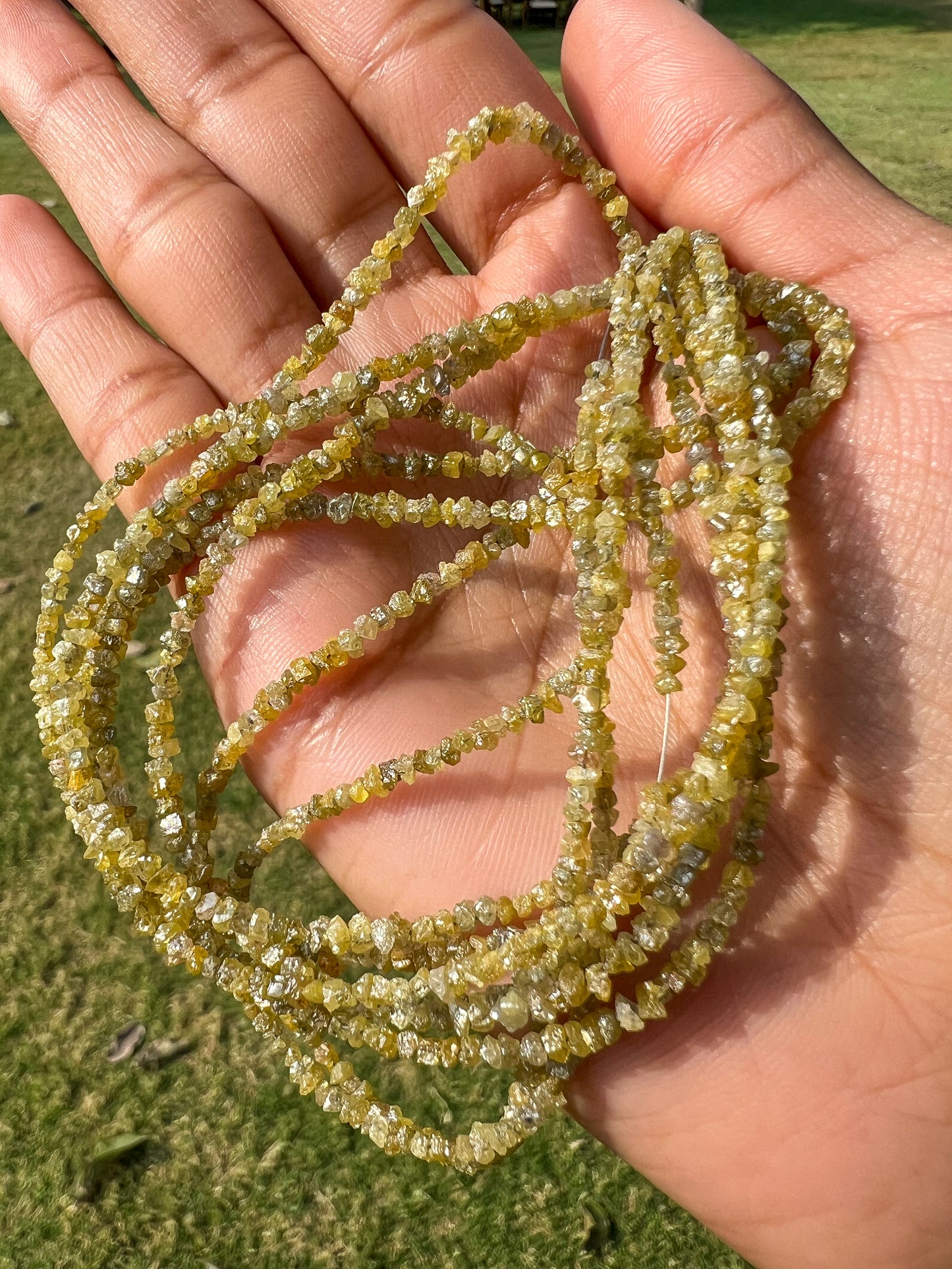 Natural Yellow Diamond Uncut Raw Beads, 2.00-2.80 MM Diamond Necklace, 16-Inch Strand| Uncut Diamond Beads - suratdiamondart