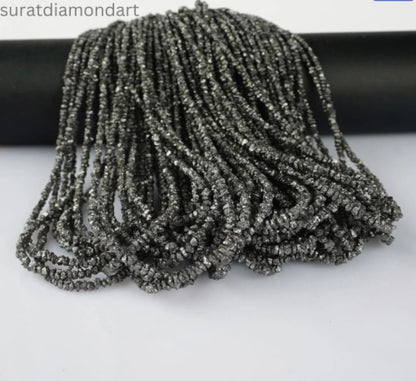 Natural Black Diamond Uncut Raw Beads, 1.90-2.60 MM Diamond Necklace, 16-Inch Strand AAA+| Uncut Diamond Beads