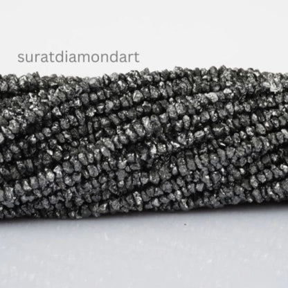 Natural Black Diamond Uncut Raw Beads, 1.90-2.60 MM Diamond Necklace, 16-Inch Strand AAA+| Uncut Diamond Beads